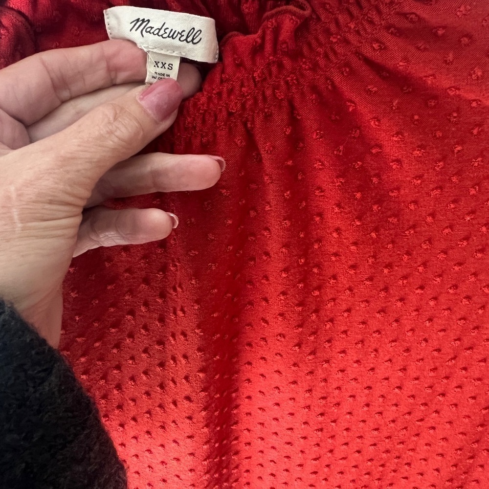 Madewell Red Textured Blouse - Picture 6 of 6